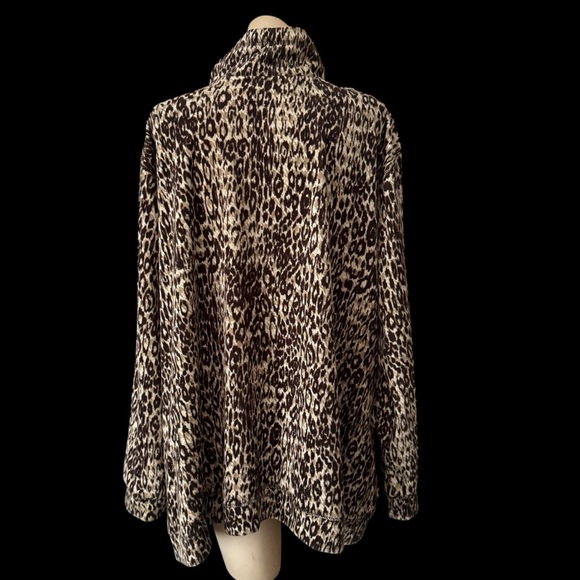 LIZ & ME 26/28 3XL Brown Leopard Print Zip Up Sport Sweat Jacket with Pockets - Picture 12 of 16